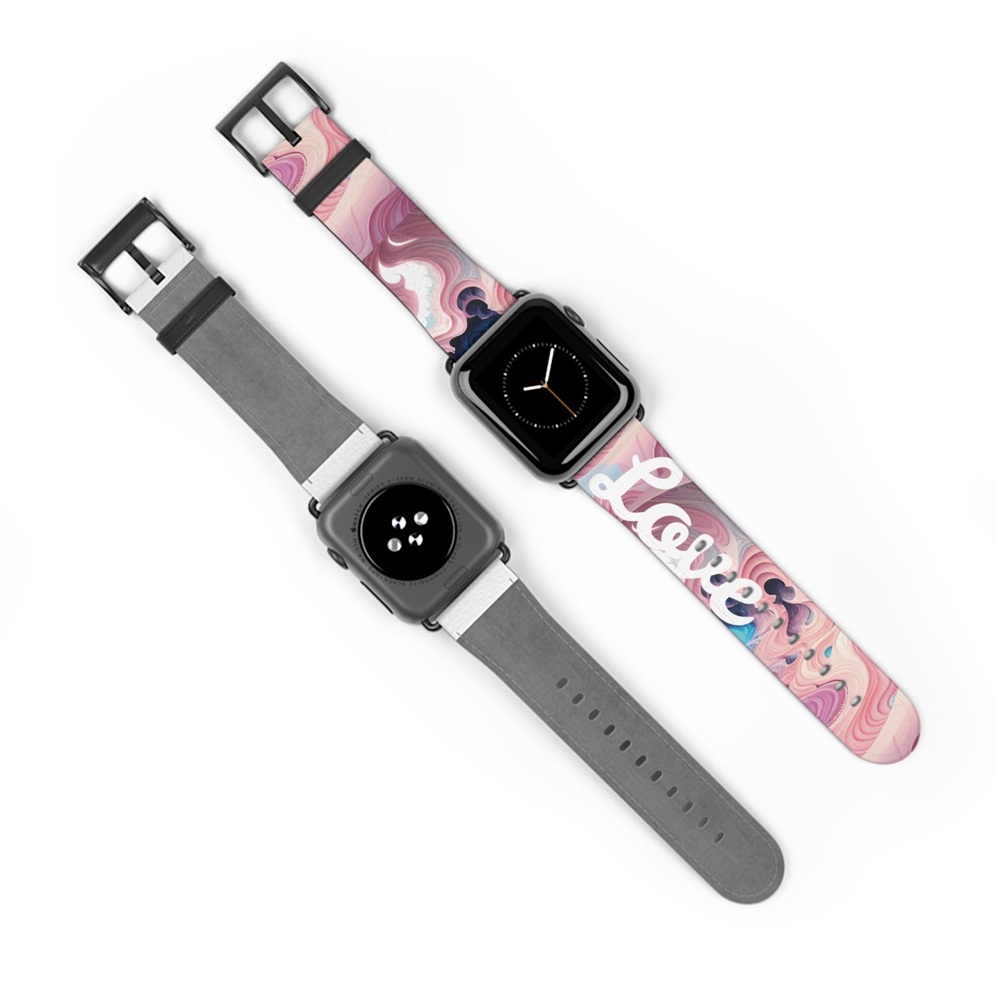 Abstract Fluid Pink Love Faux Leather Watch Band