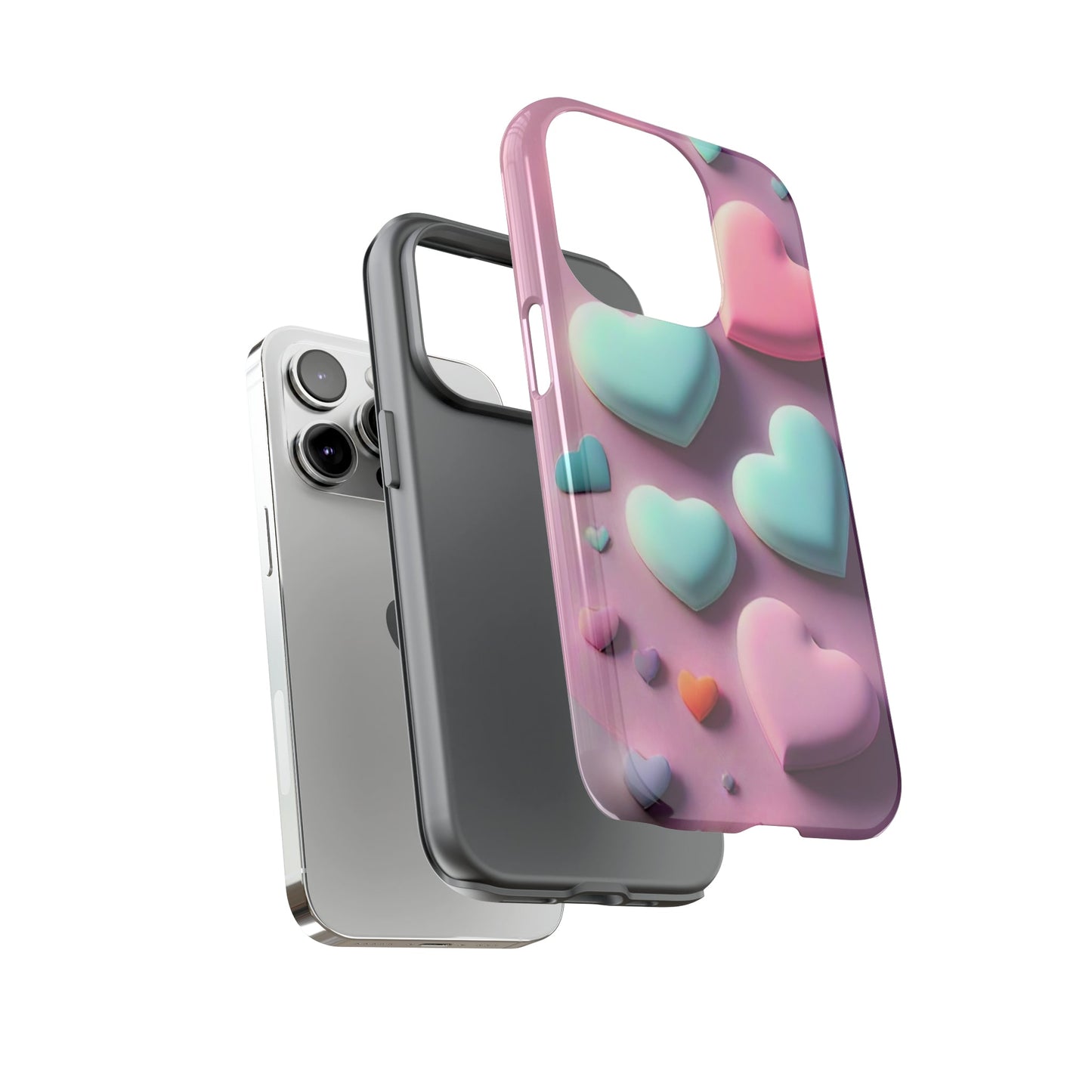 3D Hearts Tough Phone Case