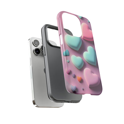 3D Hearts Tough Phone Case
