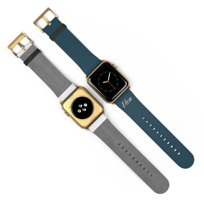 Elegant Blue Faux Leather Apple Watch Band - Viva Phone Boutique 