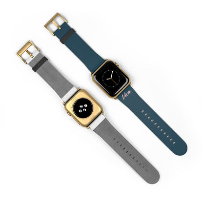 Elegant Blue Faux Leather Apple Watch Band