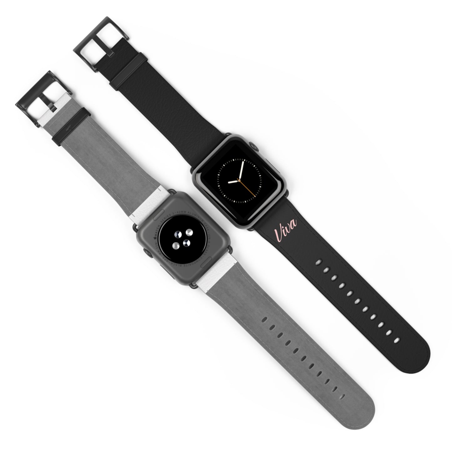 Black Faux Leather Apple Watch Band