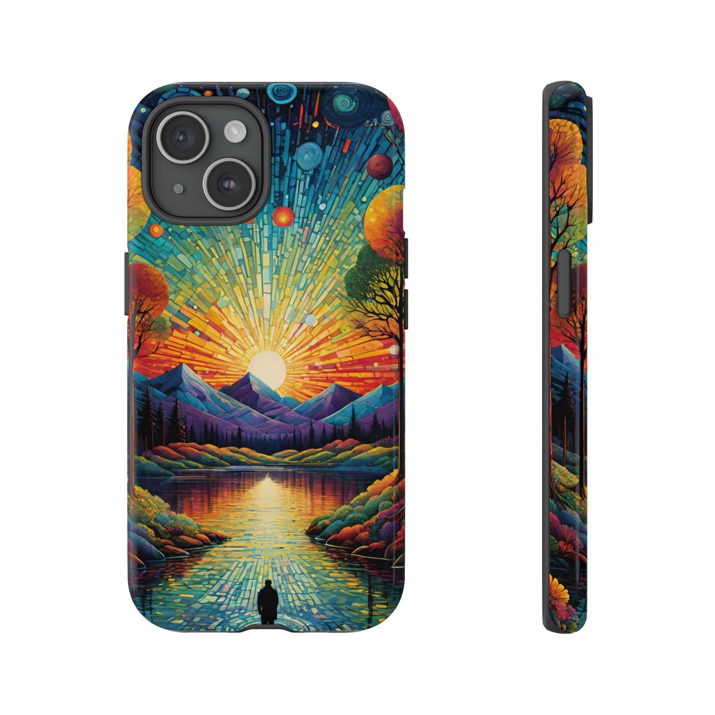 Beautiful Sunset Mountain Lake Painting Design Phone Case