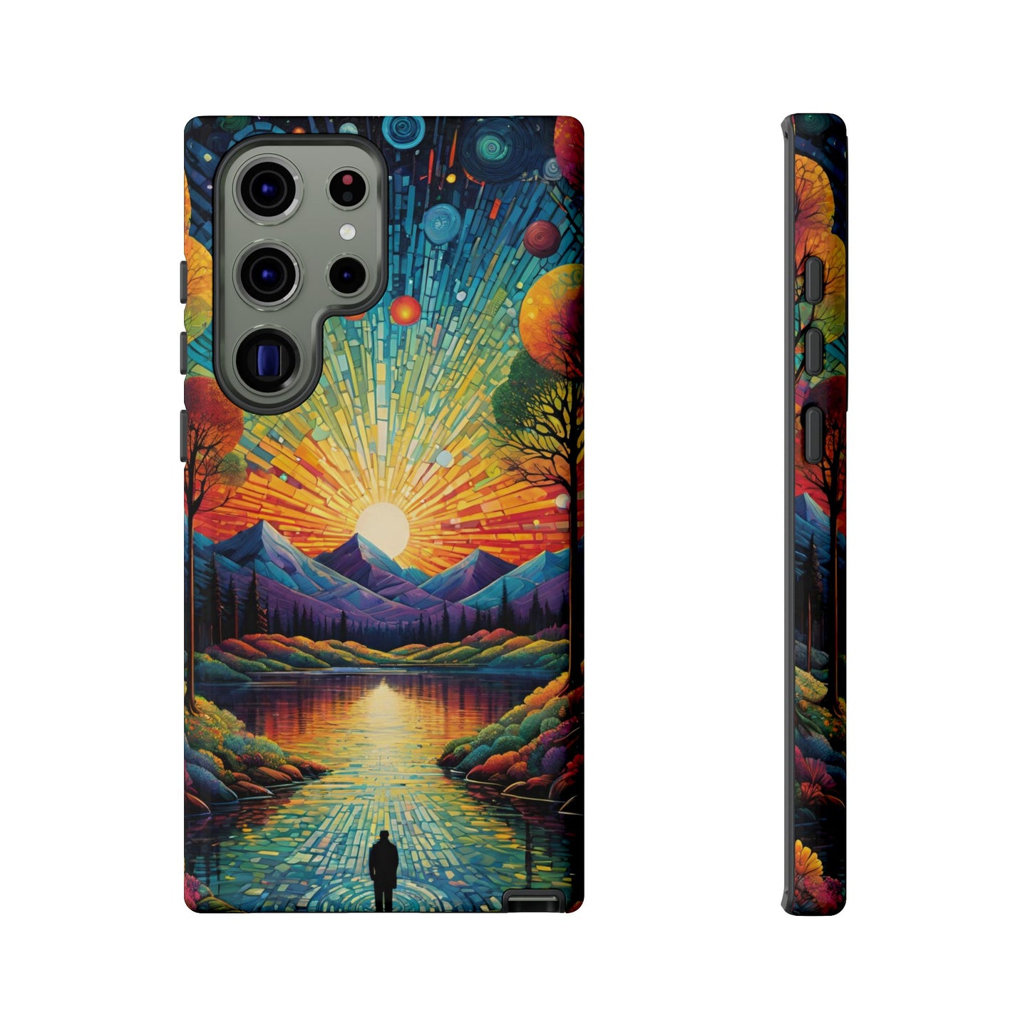 Beautiful Sunset Mountain Lake Painting Design Phone Case