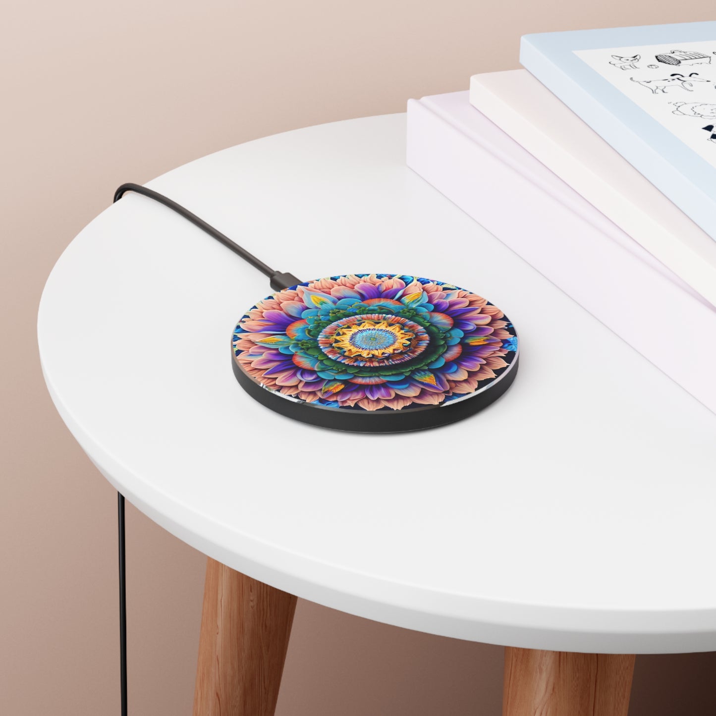 Pink and Purple Floral Wireless Charger