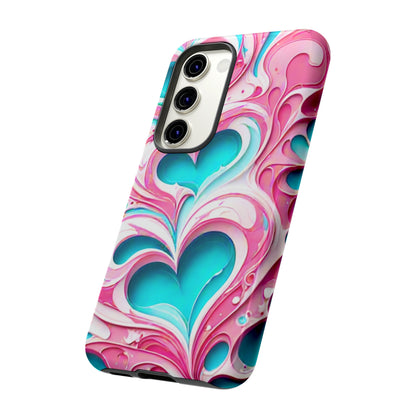 Abstract Fluid Hearts Tough Phone Case