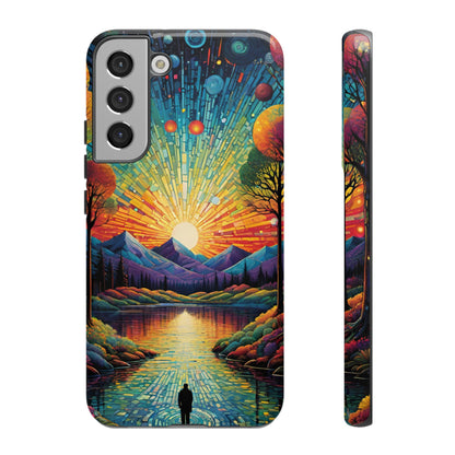 Beautiful Sunset Mountain Lake Painting Design Phone Case