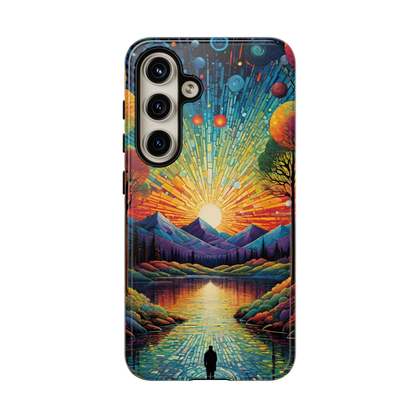 Beautiful Sunset Mountain Lake Painting Design Phone Case