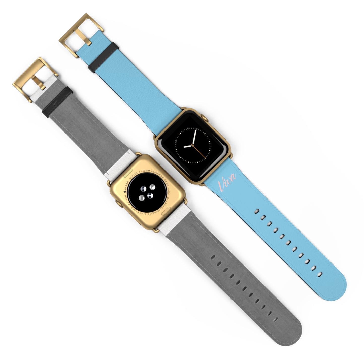 Sky Blue Faux Leather Apple Watch Band