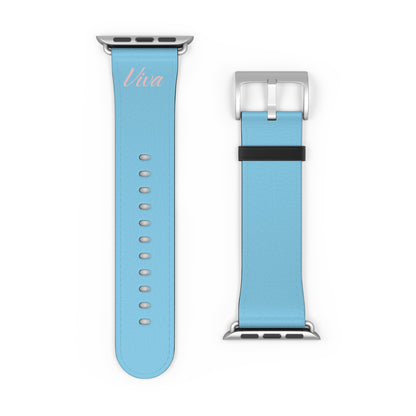 Sky Blue Faux Leather Apple Watch Band - Viva Phone Boutique 