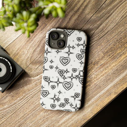 Sketch Hearts Tough Phone Case