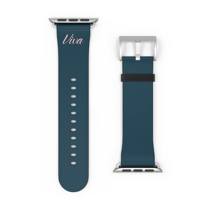 Elegant Blue Faux Leather Apple Watch Band - Viva Phone Boutique 