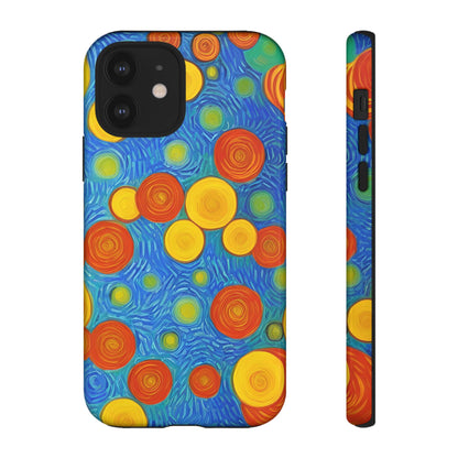 Van Gogh Inspired Blue Tough Case with Yellow and Orange Spirals Phone Case