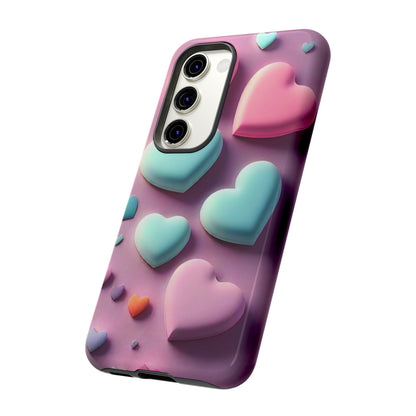 3D Hearts Tough Phone Case