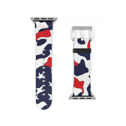 USA Camo Faux Leather Apple Watch Band - Viva Phone Boutique 