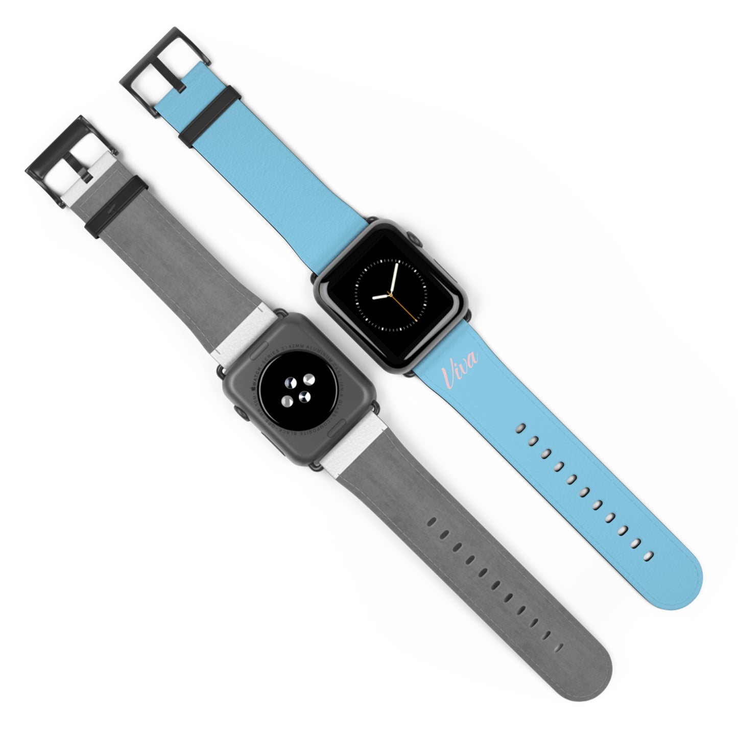 Sky Blue Faux Leather Apple Watch Band