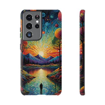 Beautiful Sunset Mountain Lake Painting Design Phone Case