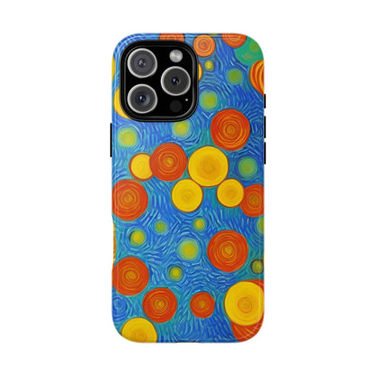 Van Gogh Inspired Blue Tough Case with Yellow and Orange Spirals Phone Case