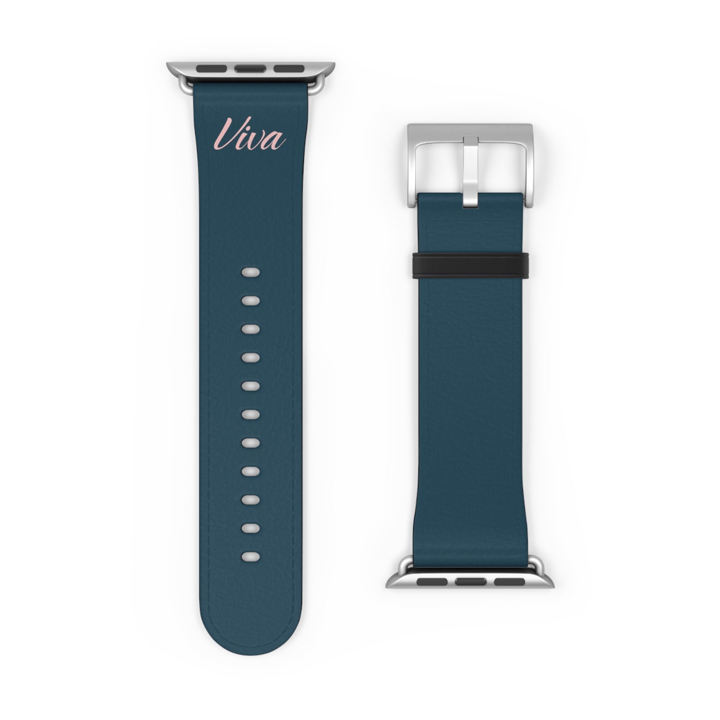 Elegant Blue Faux Leather Apple Watch Band