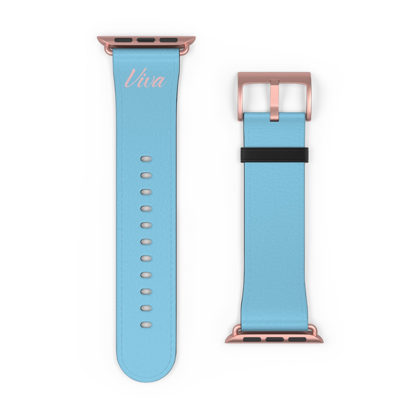 Sky Blue Faux Leather Apple Watch Band