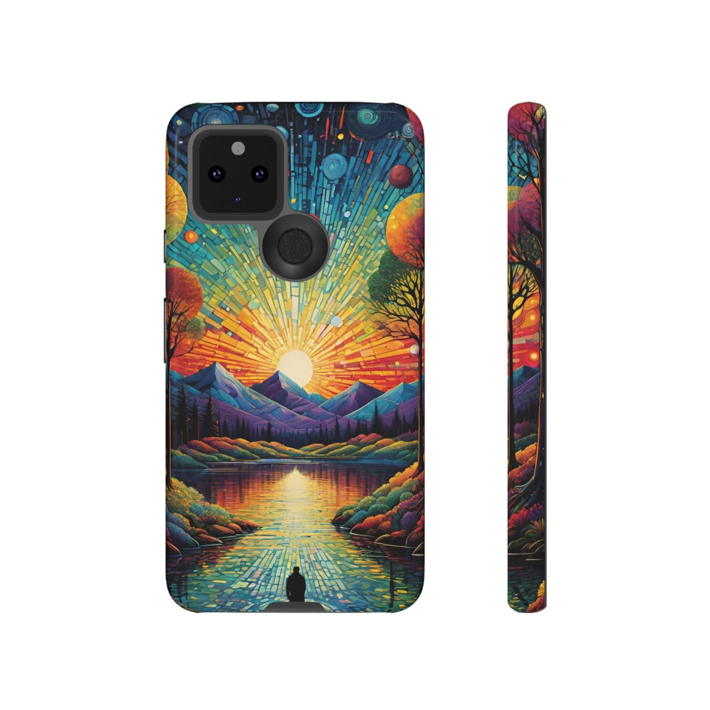 Beautiful Sunset Mountain Lake Painting Design Phone Case