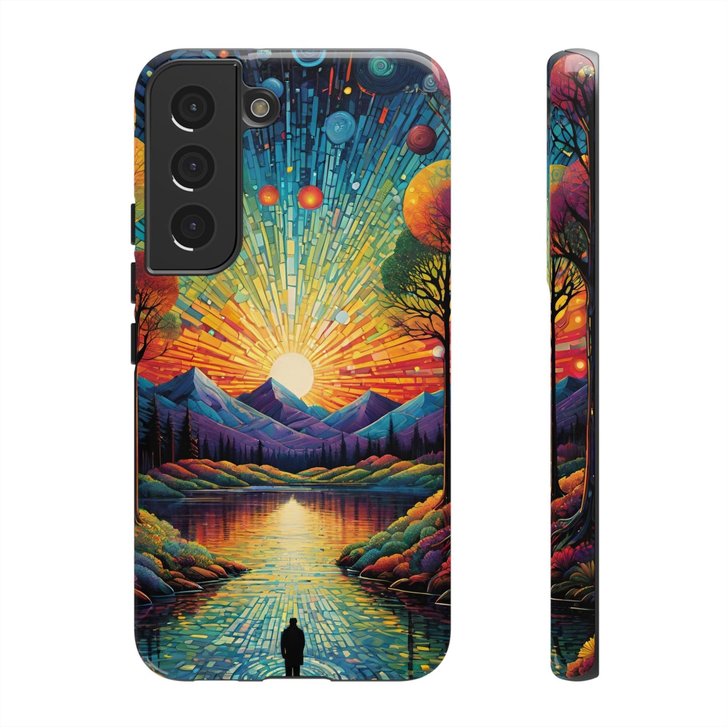 Beautiful Sunset Mountain Lake Painting Design Phone Case