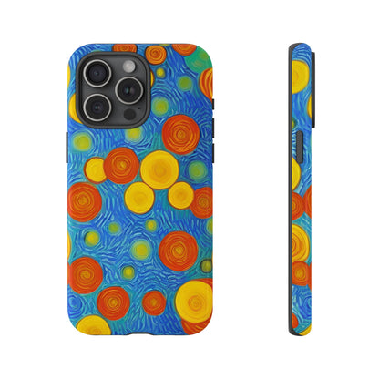 Van Gogh Inspired Blue Tough Case with Yellow and Orange Spirals Phone Case