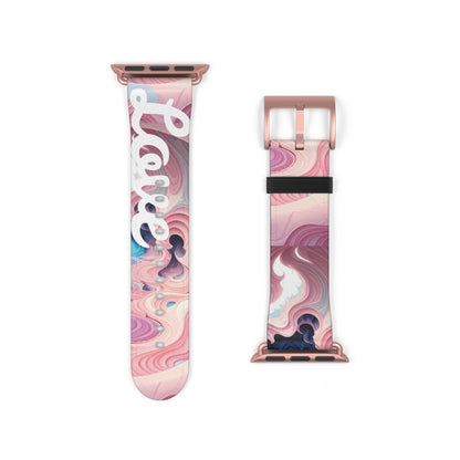 Abstract Fluid Pink Love Faux Leather Watch Band