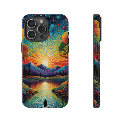 Beautiful Sunset Mountain Lake Painting Design Phone Case