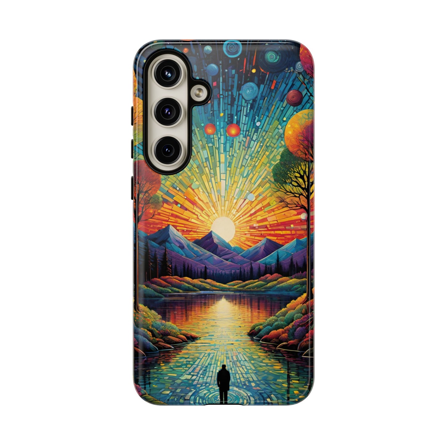 Beautiful Sunset Mountain Lake Painting Design Phone Case