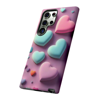 3D Hearts Tough Phone Case