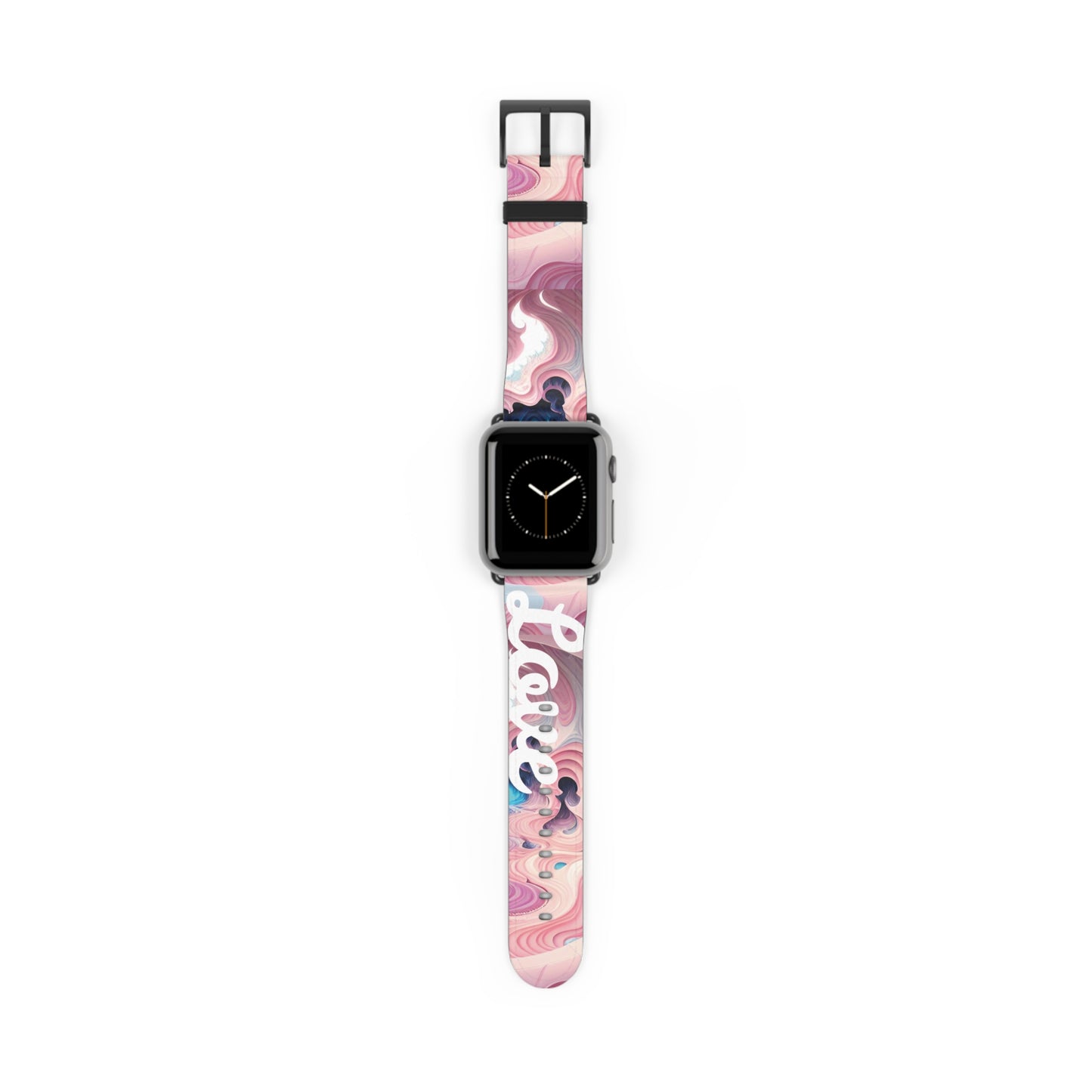 Abstract Fluid Pink Love Faux Leather Watch Band