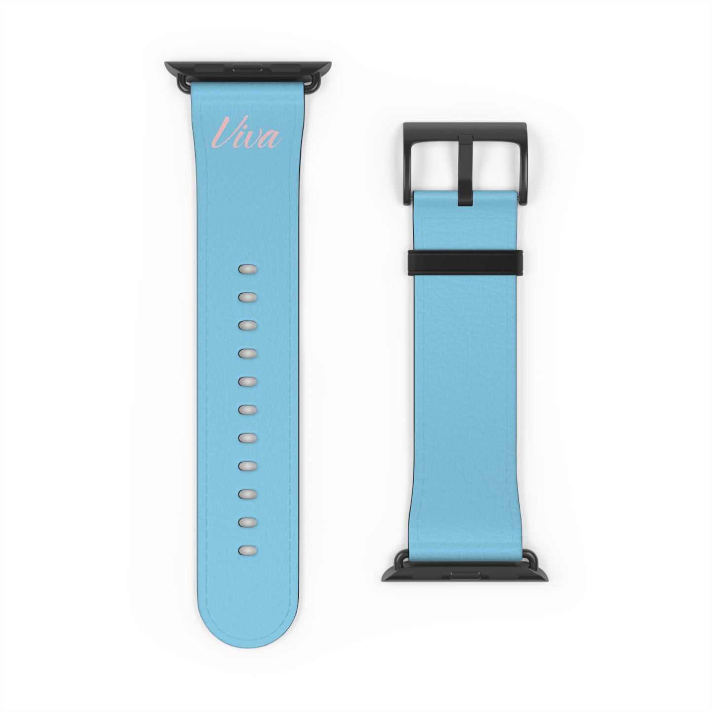 Sky Blue Faux Leather Apple Watch Band