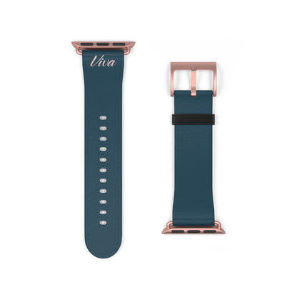 Elegant Blue Faux Leather Apple Watch Band - Viva Phone Boutique 