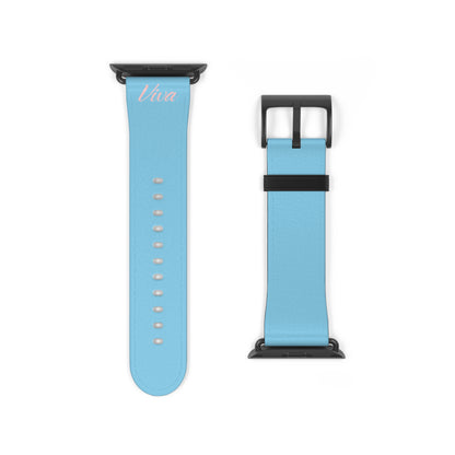 Sky Blue Faux Leather Apple Watch Band