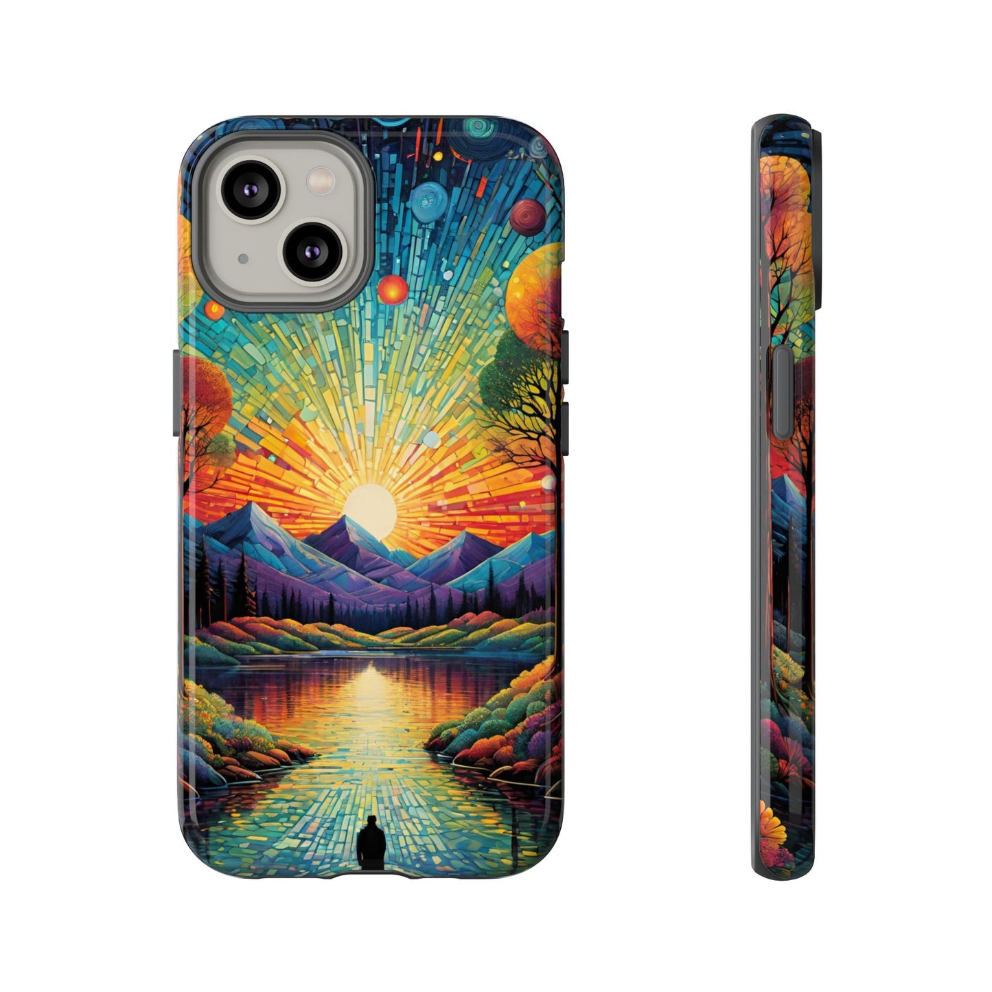 Beautiful Sunset Mountain Lake Painting Design Phone Case