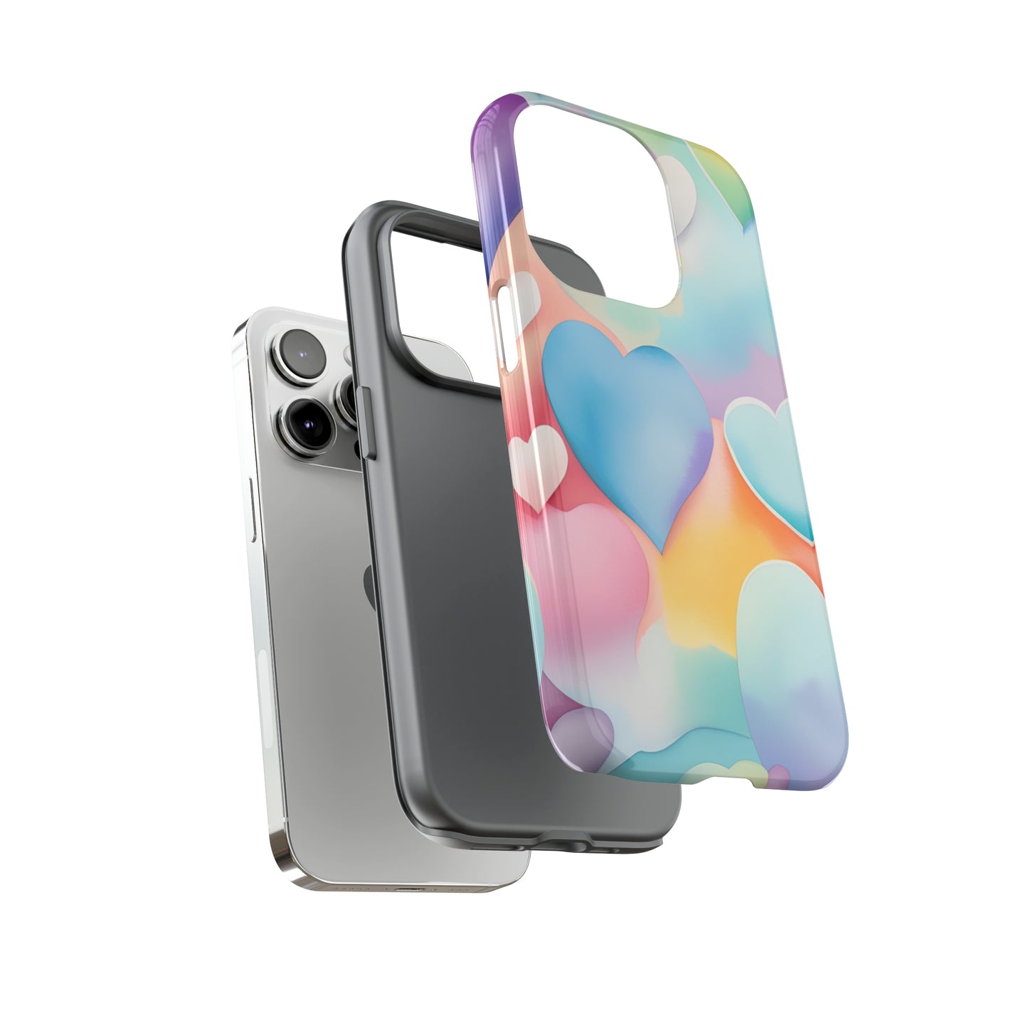 Watercolor Hearts Tough Phone Case