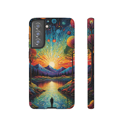 Beautiful Sunset Mountain Lake Painting Design Phone Case