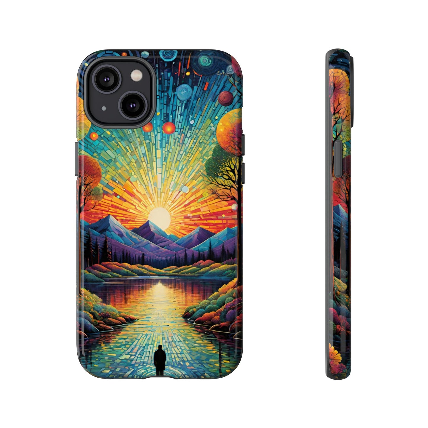 Beautiful Sunset Mountain Lake Painting Design Phone Case