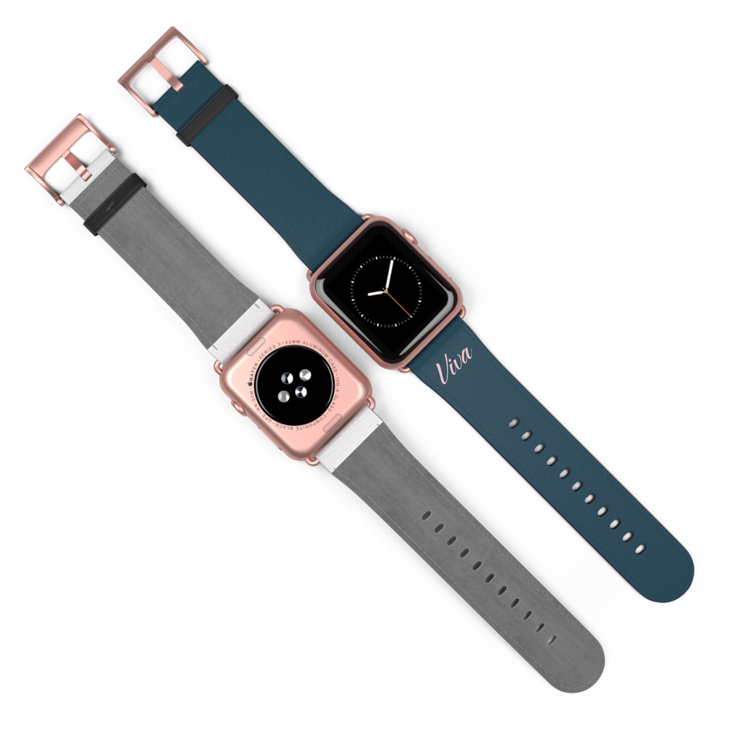 Elegant Blue Faux Leather Apple Watch Band