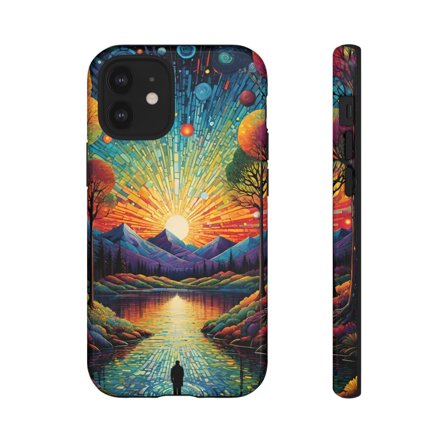 Beautiful Sunset Mountain Lake Painting Design Phone Case