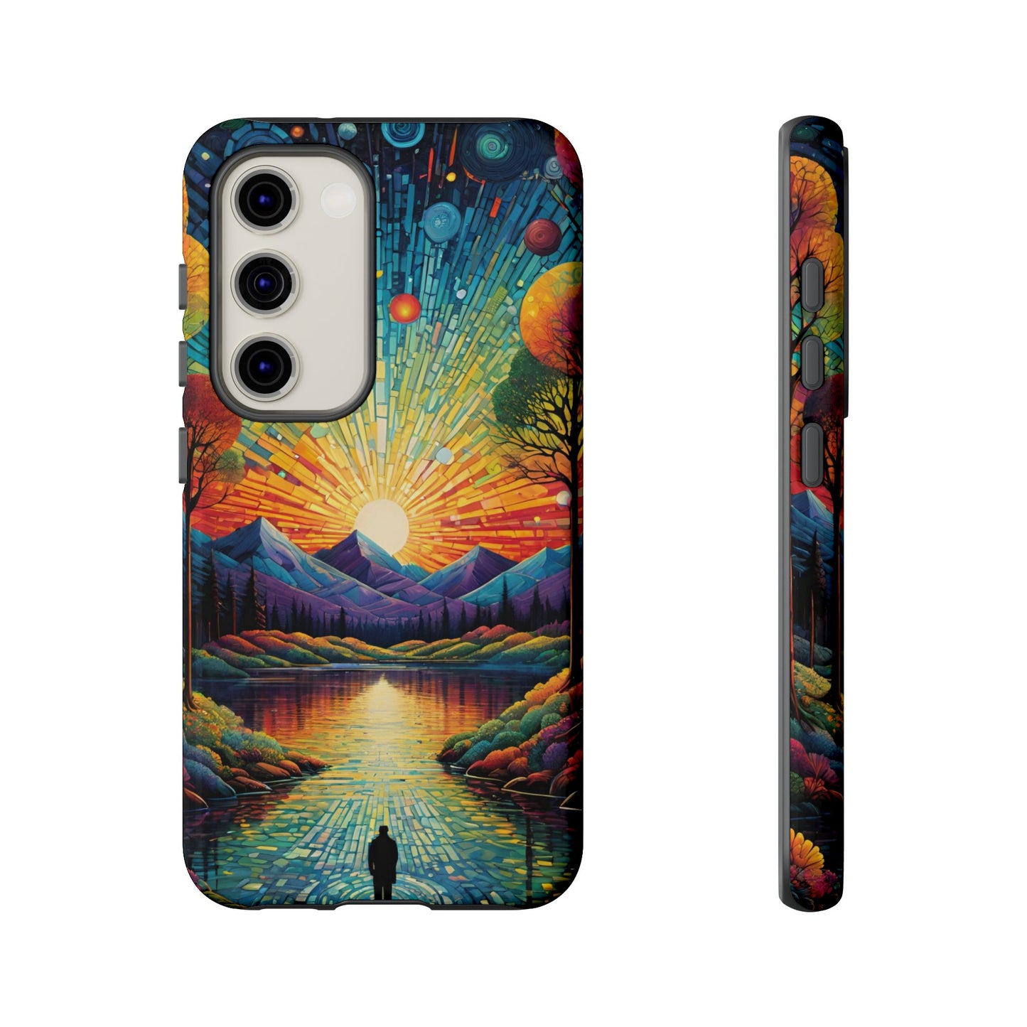 Beautiful Sunset Mountain Lake Painting Design Phone Case