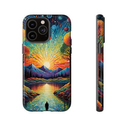 Beautiful Sunset Mountain Lake Painting Design Phone Case