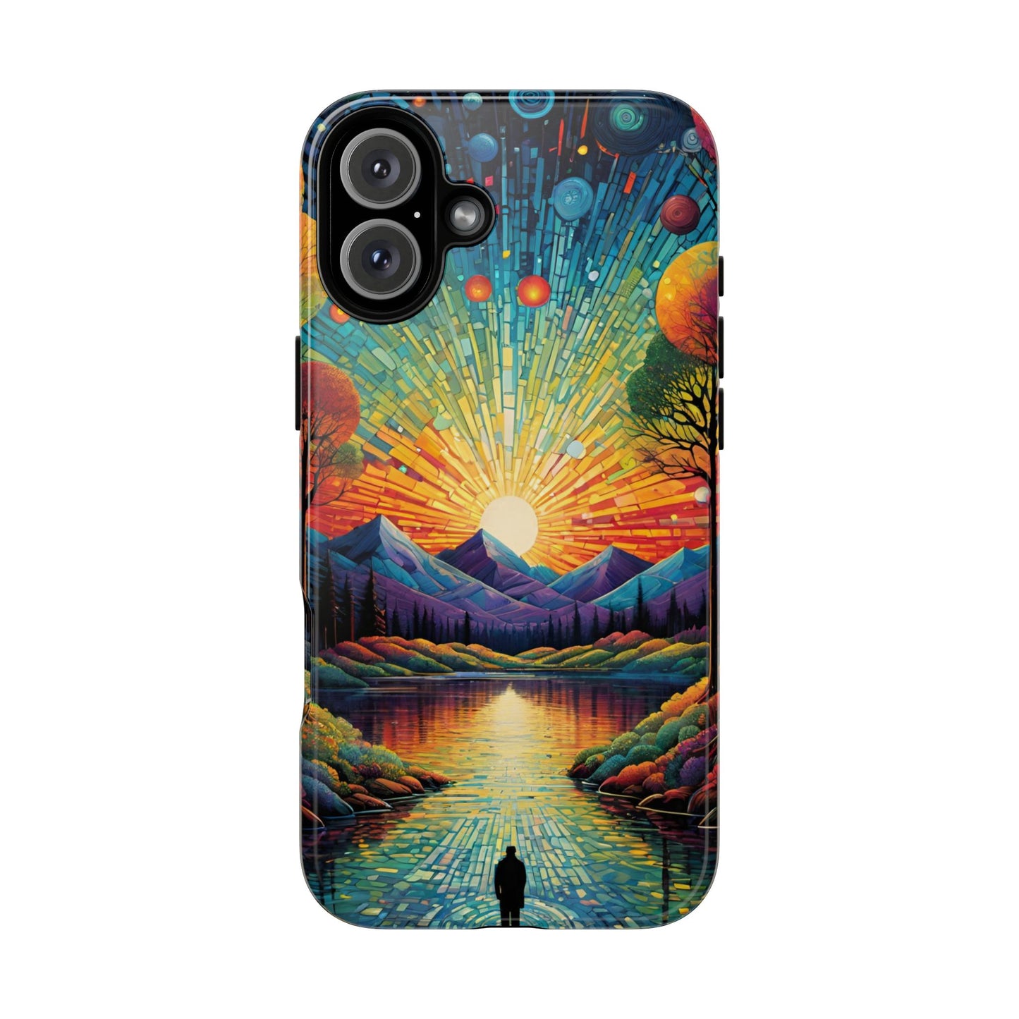 Beautiful Sunset Mountain Lake Painting Design Phone Case