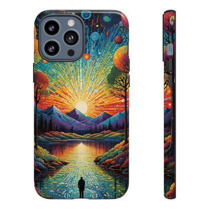 Beautiful Sunset Mountain Lake Painting Design Phone Case