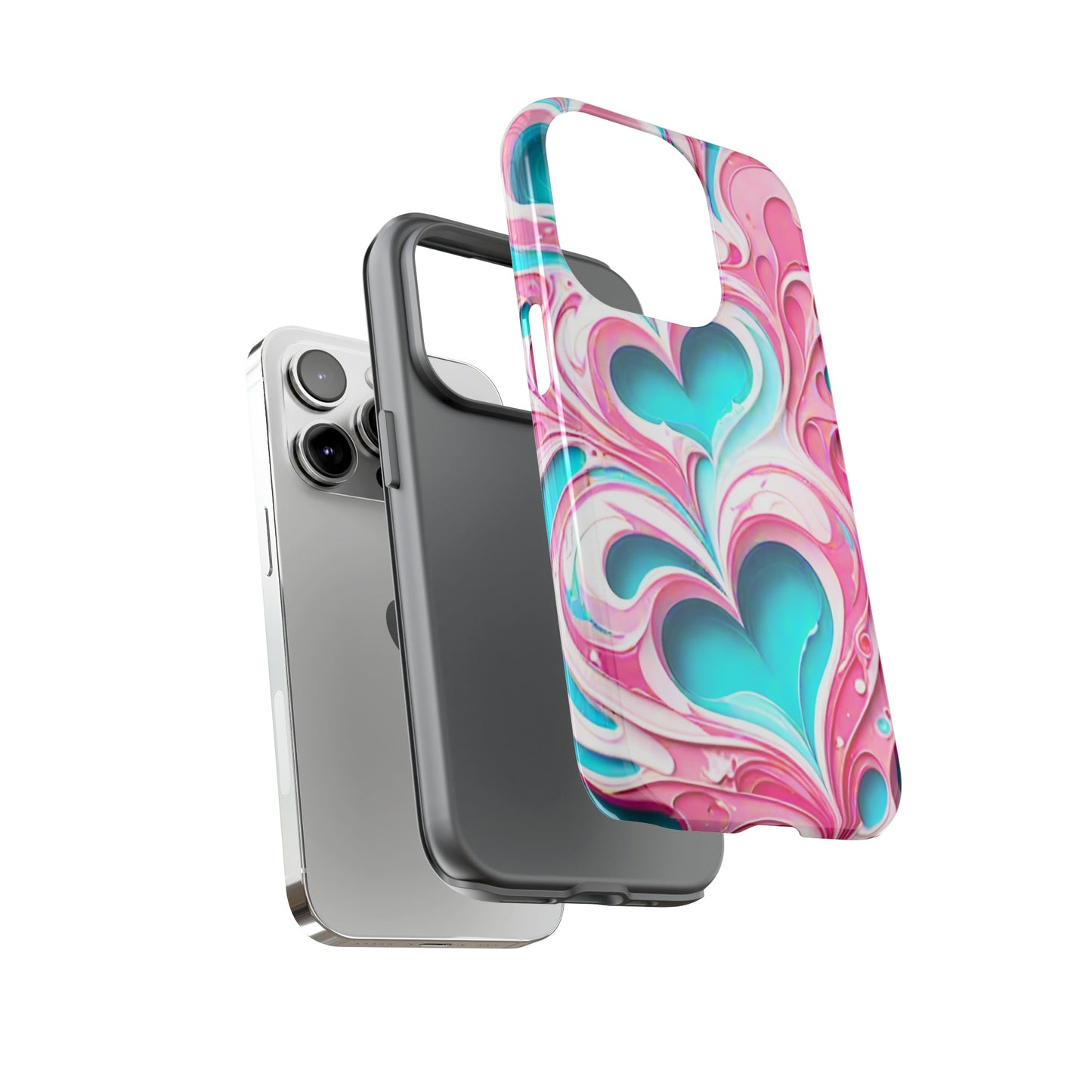 Abstract Fluid Hearts Tough Phone Case