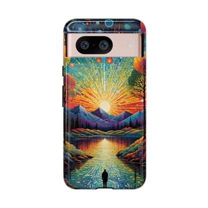 Beautiful Sunset Mountain Lake Painting Design Phone Case