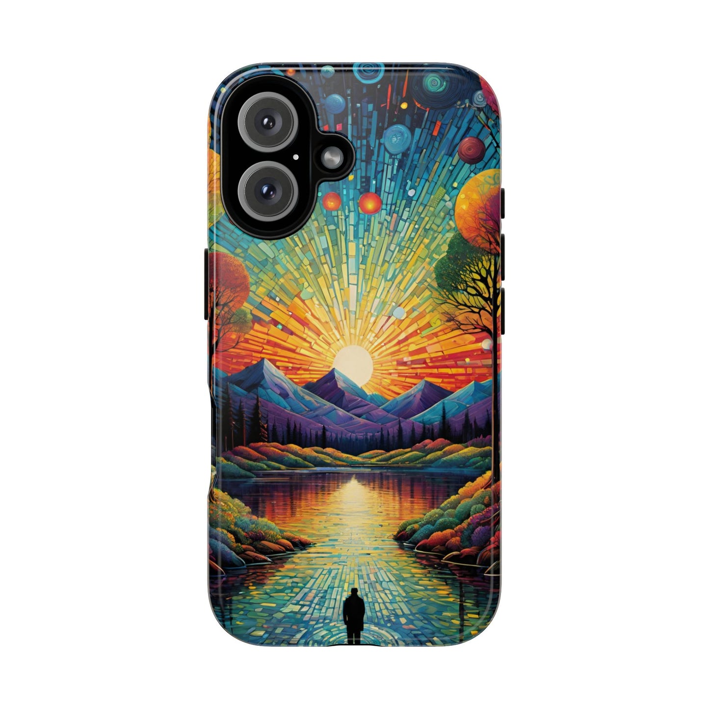 Beautiful Sunset Mountain Lake Painting Design Phone Case