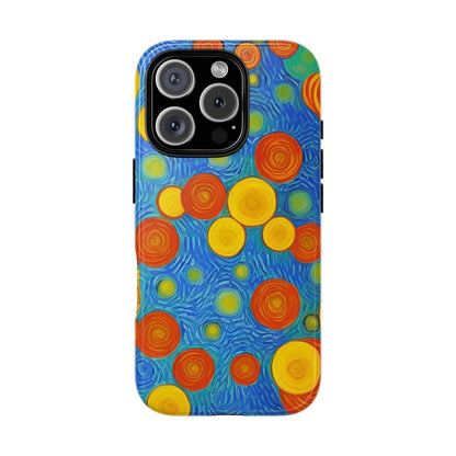 Van Gogh Inspired Blue Tough Case with Yellow and Orange Spirals Phone Case