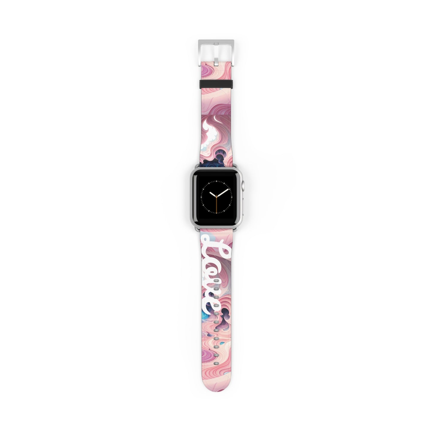 Abstract Fluid Pink Love Faux Leather Watch Band